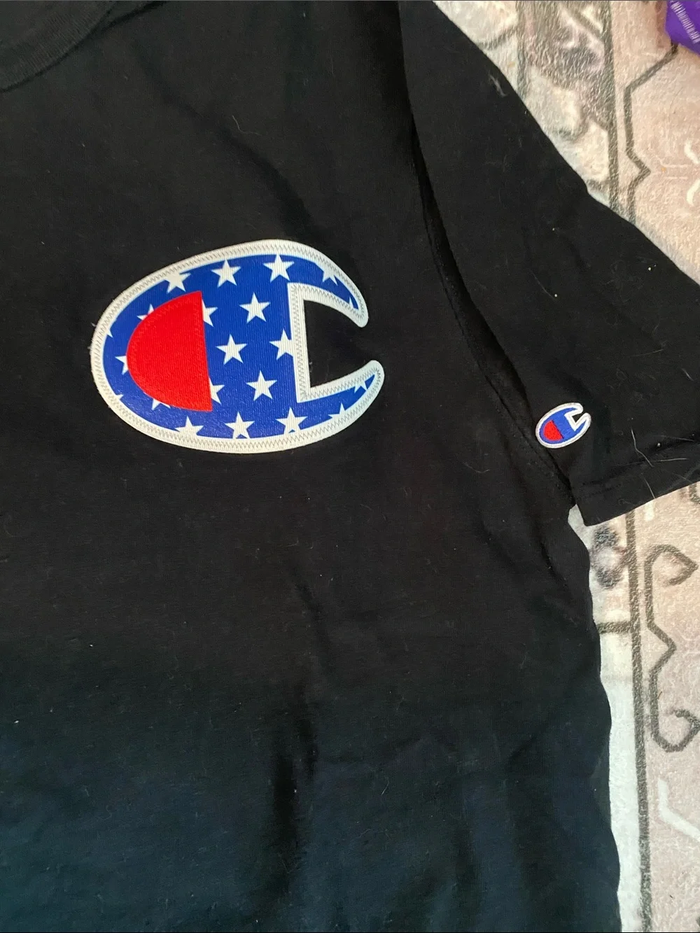 Champion Black Short Sleeve Tee with Patriotic C Logo - Picture 3 of 3